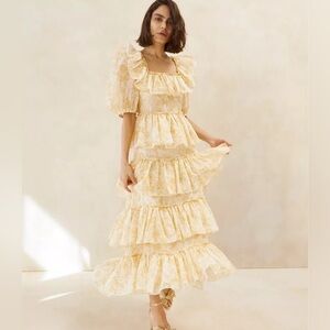 Loeffler Randall Yellow Ruffled Maxi Dress